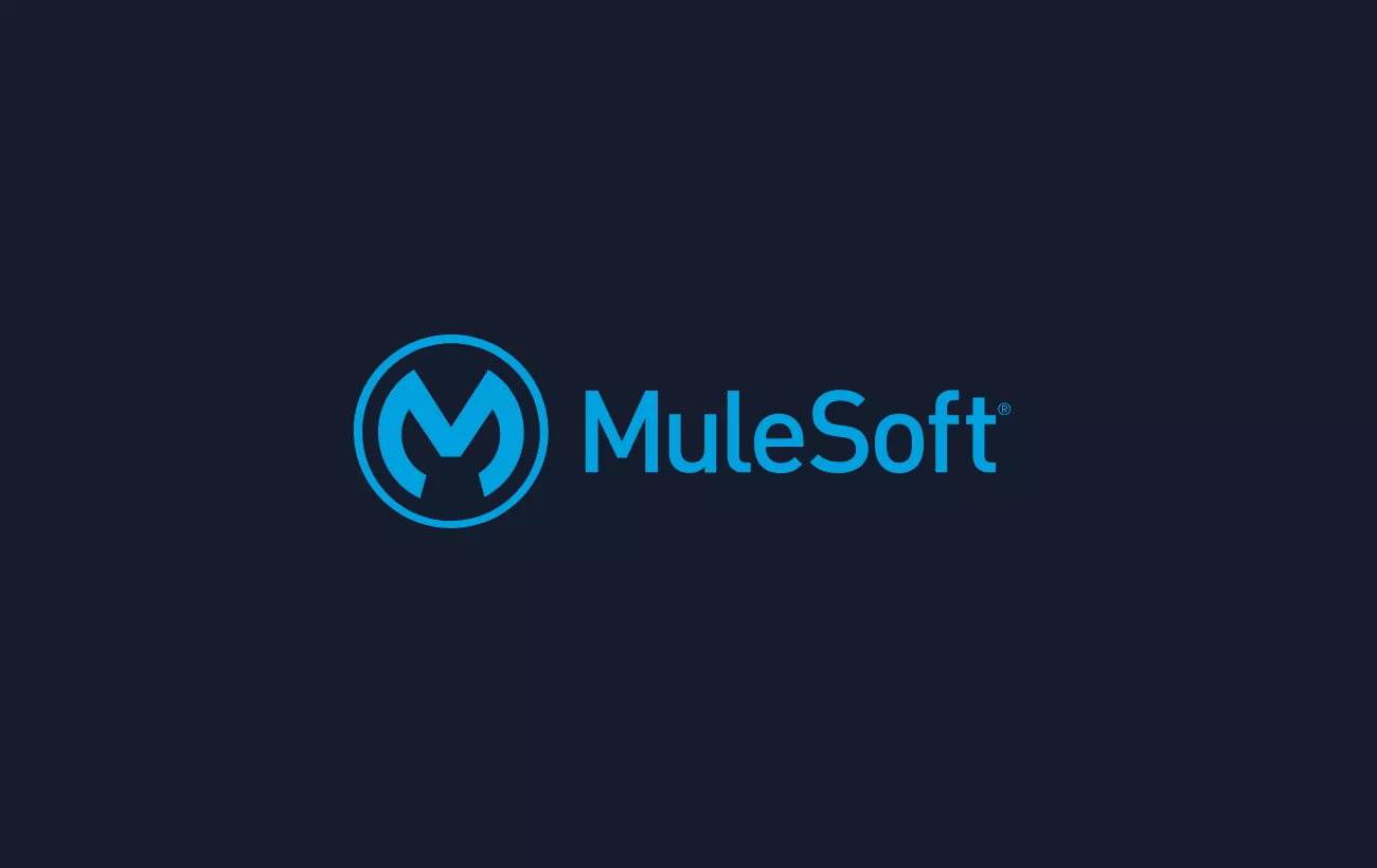 Logo van MuleSoft op een donkerblauwe achtergrond.